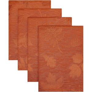 imageSmiry Thanksgiving Napkins Set of 4 18x18 Inch Waterproof Fabric Fall Napkins Autumn Pumpkin Damask Napkins for Harvest Parties and Holiday Dinner TerracottaRust