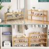 imageSmiry Bamboo Shoe Rack for Closet 4 Tier Wooden Shoe Organizer Stackable Free Standing Sturdy Shoe Shelf for Entryway Front Door Entrance Living Room Bedroom 27quotx11quotx26quot Natural