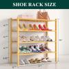imageSmiry Bamboo Shoe Rack for Closet 4 Tier Wooden Shoe Organizer Stackable Free Standing Sturdy Shoe Shelf for Entryway Front Door Entrance Living Room Bedroom 27quotx11quotx26quot Natural