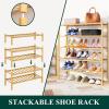 imageSmiry Bamboo Shoe Rack for Closet 4 Tier Wooden Shoe Organizer Stackable Free Standing Sturdy Shoe Shelf for Entryway Front Door Entrance Living Room Bedroom 27quotx11quotx26quot Natural