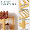imageSmiry Bamboo Shoe Rack for Closet 4 Tier Wooden Shoe Organizer Stackable Free Standing Sturdy Shoe Shelf for Entryway Front Door Entrance Living Room Bedroom 27quotx11quotx26quot Natural