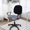 imageSmiry Printed Office Computer Chair Seat Covers Stretch Fit Universal Desk Rotating Chair Cover Washable Removable Seat Cushion Protectors  BeigeBlue Green
