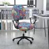 imageSmiry Printed Office Computer Chair Seat Covers Stretch Fit Universal Desk Rotating Chair Cover Washable Removable Seat Cushion Protectors  BeigeBlue Green