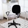 imageSmiry Printed Office Computer Chair Seat Covers Stretch Fit Universal Desk Rotating Chair Cover Washable Removable Seat Cushion Protectors  BeigeBrown and White
