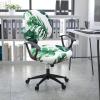 imageSmiry Printed Office Computer Chair Seat Covers Stretch Fit Universal Desk Rotating Chair Cover Washable Removable Seat Cushion Protectors  BeigeGreen
