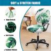 imageSmiry Printed Office Computer Chair Seat Covers Stretch Fit Universal Desk Rotating Chair Cover Washable Removable Seat Cushion Protectors  BeigeGreen
