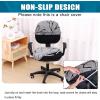 imageSmiry Printed Office Computer Chair Seat Covers Stretch Fit Universal Desk Rotating Chair Cover Washable Removable Seat Cushion Protectors  BeigeGrey and Black