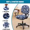 imageSmiry Printed Office Computer Chair Seat Covers Stretch Fit Universal Desk Rotating Chair Cover Washable Removable Seat Cushion Protectors  BeigeNavy Blue