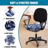 imageSmiry Printed Office Computer Chair Seat Covers Stretch Fit Universal Desk Rotating Chair Cover Washable Removable Seat Cushion Protectors  BeigeNavy Blue