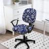 imageSmiry Printed Office Computer Chair Seat Covers Stretch Fit Universal Desk Rotating Chair Cover Washable Removable Seat Cushion Protectors  BeigeNavy Blue