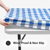 imageSmiry Rectangle Picnic Table Cloth Elastic Waterproof Fitted Vinyl Tablecloths Flannel Backed Buffalo Plaid Table Covers for Dining Camping Outdoor Black and White 30quot x 72quotBlue and White