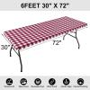 imageSmiry Rectangle Picnic Table Cloth Elastic Waterproof Fitted Vinyl Tablecloths Flannel Backed Buffalo Plaid Table Covers for Dining Camping Outdoor Black and White 30quot x 72quotBurgundy and White