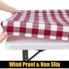 imageSmiry Rectangle Picnic Table Cloth Elastic Waterproof Fitted Vinyl Tablecloths Flannel Backed Buffalo Plaid Table Covers for Dining Camping Outdoor Black and White 30quot x 72quotBurgundy and White