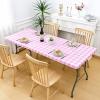 imageSmiry Rectangle Picnic Table Cloth Elastic Waterproof Fitted Vinyl Tablecloths Flannel Backed Buffalo Plaid Table Covers for Dining Camping Outdoor Black and White 30quot x 72quotPink and White