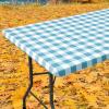 imageSmiry Rectangle Picnic Table Cloth Elastic Waterproof Fitted Vinyl Tablecloths Flannel Backed Buffalo Plaid Table Covers for Dining Camping Outdoor Black and White 30quot x 72quotAqua and White