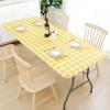 imageSmiry Rectangle Picnic Table Cloth Elastic Waterproof Fitted Vinyl Tablecloths Flannel Backed Buffalo Plaid Table Covers for Dining Camping Outdoor Black and White 30quot x 72quotYellow and White