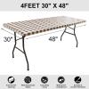imageSmiry Rectangle Picnic Table Cloth Elastic Waterproof Fitted Vinyl Tablecloths Flannel Backed Buffalo Plaid Table Covers for Dining Camping Outdoor Black and White 30quot x 72quotBrown and White