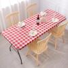 imageSmiry Rectangle Picnic Table Cloth Elastic Waterproof Fitted Vinyl Tablecloths Flannel Backed Buffalo Plaid Table Covers for Dining Camping Outdoor Black and White 30quot x 72quotRed and White