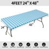 imageSmiry Rectangle Picnic Table Cloth Elastic Waterproof Fitted Vinyl Tablecloths Flannel Backed Buffalo Plaid Table Covers for Dining Camping Outdoor Black and White 30quot x 72quotAqua and White