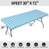 imageSmiry Rectangle Picnic Table Cloth Elastic Waterproof Fitted Vinyl Tablecloths Flannel Backed Buffalo Plaid Table Covers for Dining Camping Outdoor Black and White 30quot x 72quotAqua and White