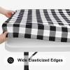 imageSmiry Rectangle Picnic Table Cloth Elastic Waterproof Fitted Vinyl Tablecloths Flannel Backed Buffalo Plaid Table Covers for Dining Camping Outdoor Black and White 30quot x 72quotBlack and White