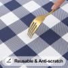imageSmiry Rectangle Picnic Table Cloth Elastic Waterproof Fitted Vinyl Tablecloths Flannel Backed Buffalo Plaid Table Covers for Dining Camping Outdoor Black and White 30quot x 72quotNavy and White