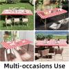 imageSmiry Rectangle Picnic Table Cloth Elastic Waterproof Fitted Vinyl Tablecloths Flannel Backed Buffalo Plaid Table Covers for Dining Camping Outdoor Black and White 30quot x 72quotRed and White