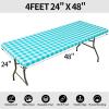 imageSmiry Rectangle Picnic Table Cloth Elastic Waterproof Fitted Vinyl Tablecloths Flannel Backed Buffalo Plaid Table Covers for Dining Camping Outdoor Black and White 30quot x 72quotTeal and White