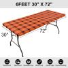 imageSmiry Rectangle Picnic Table Cloth Elastic Waterproof Fitted Vinyl Tablecloths Flannel Backed Buffalo Plaid Table Covers for Dining Camping Outdoor Black and White 30quot x 72quotOrange and Yellow