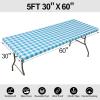 imageSmiry Rectangle Picnic Table Cloth Elastic Waterproof Fitted Vinyl Tablecloths Flannel Backed Buffalo Plaid Table Covers for Dining Camping Outdoor Black and White 30quot x 72quotAqua and White