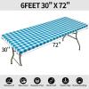 imageSmiry Rectangle Picnic Table Cloth Elastic Waterproof Fitted Vinyl Tablecloths Flannel Backed Buffalo Plaid Table Covers for Dining Camping Outdoor Black and White 30quot x 72quotTurquoise and White