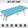 imageSmiry Rectangle Picnic Table Cloth Elastic Waterproof Fitted Vinyl Tablecloths Flannel Backed Buffalo Plaid Table Covers for Dining Camping Outdoor Black and White 30quot x 72quotTurquoise and White