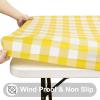 imageSmiry Rectangle Picnic Table Cloth Elastic Waterproof Fitted Vinyl Tablecloths Flannel Backed Buffalo Plaid Table Covers for Dining Camping Outdoor Black and White 30quot x 72quotYellow and White