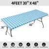 imageSmiry Rectangle Picnic Table Cloth Elastic Waterproof Fitted Vinyl Tablecloths Flannel Backed Buffalo Plaid Table Covers for Dining Camping Outdoor Black and White 30quot x 72quotAqua and White