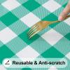 imageSmiry Rectangle Picnic Table Cloth Elastic Waterproof Fitted Vinyl Tablecloths Flannel Backed Buffalo Plaid Table Covers for Dining Camping Outdoor Black and White 30quot x 72quotGreen and White
