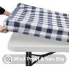 imageSmiry Rectangle Picnic Table Cloth Elastic Waterproof Fitted Vinyl Tablecloths Flannel Backed Buffalo Plaid Table Covers for Dining Camping Outdoor Black and White 30quot x 72quotNavy and White