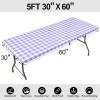imageSmiry Rectangle Picnic Table Cloth Elastic Waterproof Fitted Vinyl Tablecloths Flannel Backed Buffalo Plaid Table Covers for Dining Camping Outdoor Black and White 30quot x 72quotPurple and White