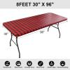 imageSmiry Rectangle Picnic Table Cloth Elastic Waterproof Fitted Vinyl Tablecloths Flannel Backed Buffalo Plaid Table Covers for Dining Camping Outdoor Black and White 30quot x 72quotRed and Black