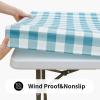 imageSmiry Rectangle Picnic Table Cloth Elastic Waterproof Fitted Vinyl Tablecloths Flannel Backed Buffalo Plaid Table Covers for Dining Camping Outdoor Black and White 30quot x 72quotAqua and White