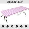 imageSmiry Rectangle Picnic Table Cloth Elastic Waterproof Fitted Vinyl Tablecloths Flannel Backed Buffalo Plaid Table Covers for Dining Camping Outdoor Black and White 30quot x 72quotPink and White