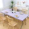imageSmiry Rectangle Picnic Table Cloth Elastic Waterproof Fitted Vinyl Tablecloths Flannel Backed Buffalo Plaid Table Covers for Dining Camping Outdoor Black and White 30quot x 72quotPurple and White