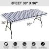 imageSmiry Rectangle Picnic Table Cloth Elastic Waterproof Fitted Vinyl Tablecloths Flannel Backed Buffalo Plaid Table Covers for Dining Camping Outdoor Black and White 30quot x 72quotNavy and White