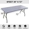 imageSmiry Rectangle Picnic Table Cloth Elastic Waterproof Fitted Vinyl Tablecloths Flannel Backed Buffalo Plaid Table Covers for Dining Camping Outdoor Black and White 30quot x 72quotNavy and White