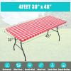 imageSmiry Rectangle Picnic Table Cloth Elastic Waterproof Fitted Vinyl Tablecloths Flannel Backed Buffalo Plaid Table Covers for Dining Camping Outdoor Black and White 30quot x 72quotRed and White