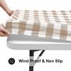 imageSmiry Rectangle Picnic Table Cloth Elastic Waterproof Fitted Vinyl Tablecloths Flannel Backed Buffalo Plaid Table Covers for Dining Camping Outdoor Black and White 30quot x 72quotKhaki and White
