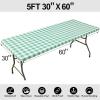 imageSmiry Rectangle Picnic Table Cloth Elastic Waterproof Fitted Vinyl Tablecloths Flannel Backed Buffalo Plaid Table Covers for Dining Camping Outdoor Black and White 30quot x 72quotSage Green and White