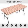 imageSmiry Rectangle Picnic Table Cloth Elastic Waterproof Fitted Vinyl Tablecloths Flannel Backed Buffalo Plaid Table Covers for Dining Camping Outdoor Black and White 30quot x 72quotOrange and White