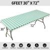 imageSmiry Rectangle Picnic Table Cloth Elastic Waterproof Fitted Vinyl Tablecloths Flannel Backed Buffalo Plaid Table Covers for Dining Camping Outdoor Black and White 30quot x 72quotSage Green and White