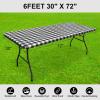 imageSmiry Rectangle Picnic Table Cloth Elastic Waterproof Fitted Vinyl Tablecloths Flannel Backed Buffalo Plaid Table Covers for Dining Camping Outdoor Black and White 30quot x 72quotBlack and White