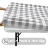 imageSmiry Rectangle Picnic Table Cloth Elastic Waterproof Fitted Vinyl Tablecloths Flannel Backed Buffalo Plaid Table Covers for Dining Camping Outdoor Black and White 30quot x 72quotGrey and White